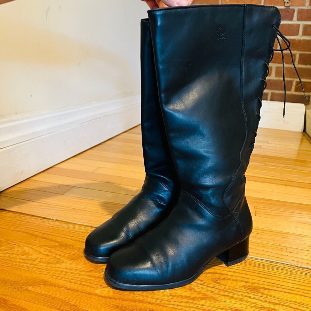Blondo Venise Riding Boot Size 7.5 Wide Calf Black Leather Aqua Protect